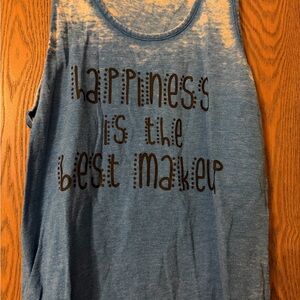 Blue Sleeveless Top with Inspirational Print